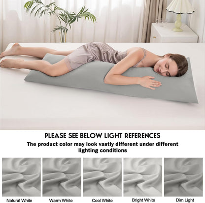Body Pillowcase with Zipper Cooling Viscose from Bamboo Zippered Pillowcases, Cool & Breathable Body Pillow Cover for Hot Sleepers and Night Sweats, 20" x 54"