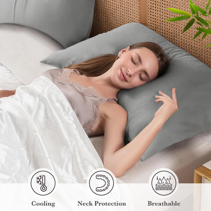 Body Pillowcase with Zipper Cooling Viscose from Bamboo Zippered Pillowcases, Cool & Breathable Body Pillow Cover for Hot Sleepers and Night Sweats, 20" x 54"