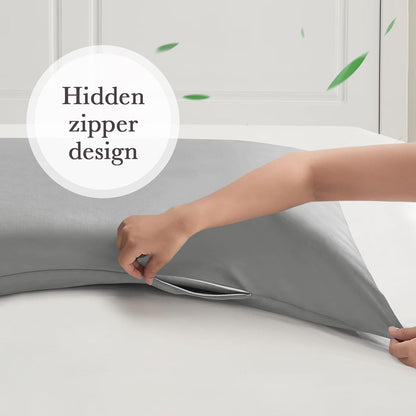 Body Pillowcase with Zipper Cooling Viscose from Bamboo Zippered Pillowcases, Cool & Breathable Body Pillow Cover for Hot Sleepers and Night Sweats, 20" x 54"
