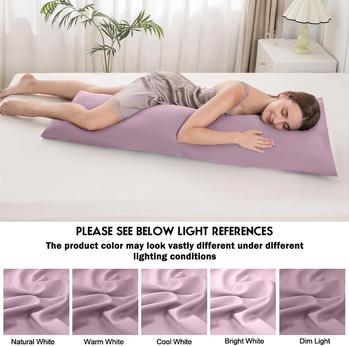 Body Pillowcase with Zipper Cooling Viscose from Bamboo Zippered Pillowcases, Cool & Breathable Body Pillow Cover for Hot Sleepers and Night Sweats, 20" x 54"