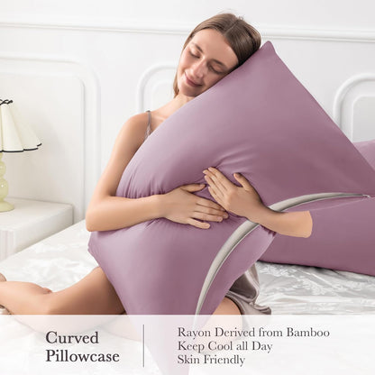 Body Pillowcase with Zipper Cooling Viscose from Bamboo Zippered Pillowcases, Cool & Breathable Body Pillow Cover for Hot Sleepers and Night Sweats, 20" x 54"