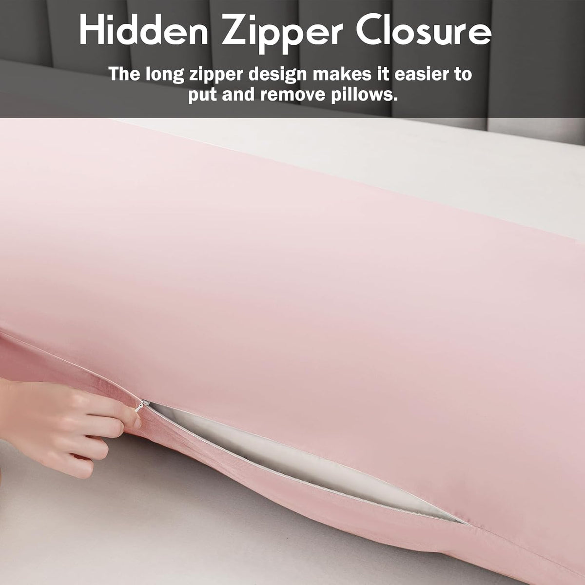 Body Pillowcase with Zipper Cooling Viscose from Bamboo Zippered Pillowcases, Cool & Breathable Body Pillow Cover for Hot Sleepers and Night Sweats, 20" x 54"