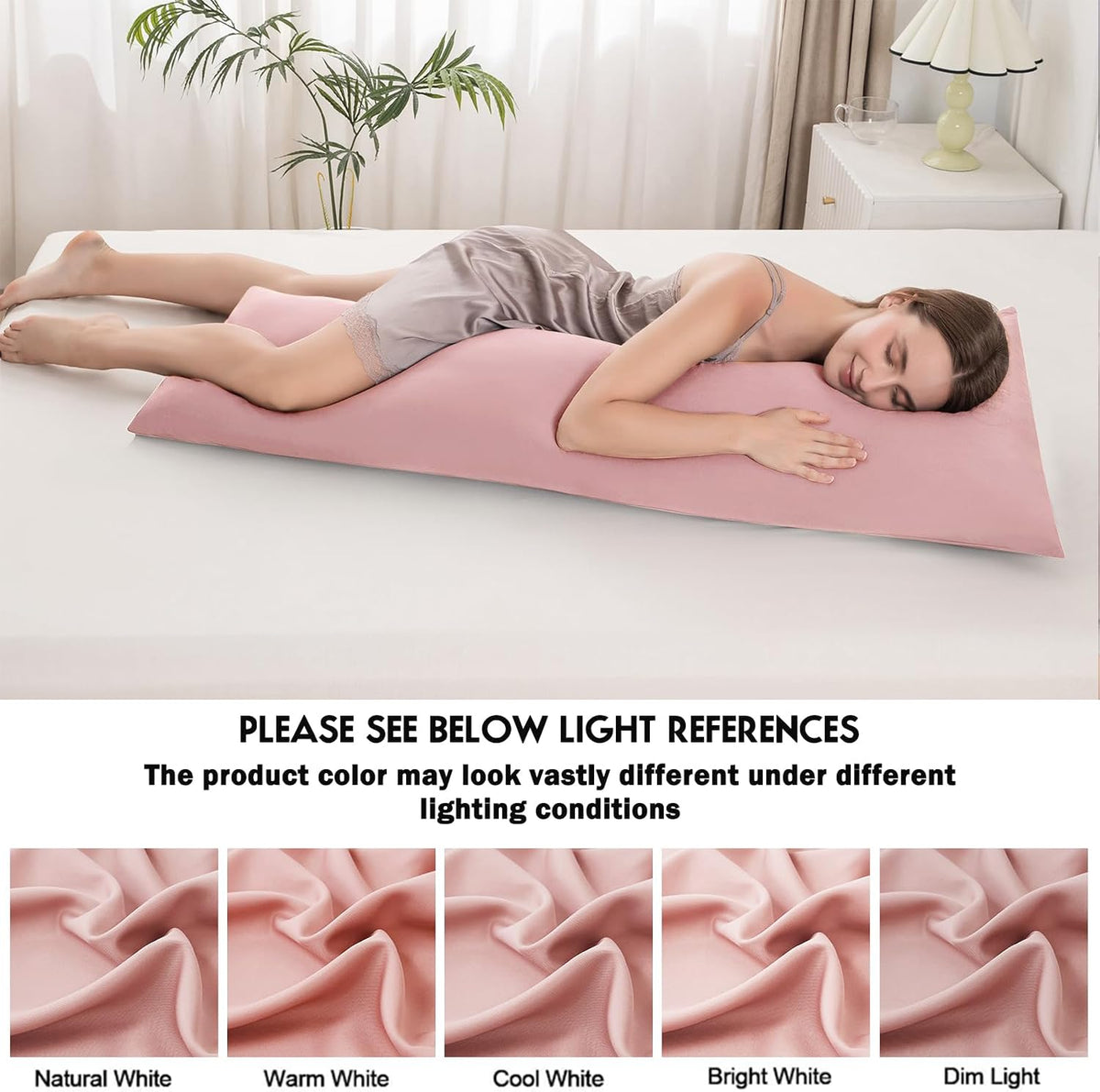 Body Pillowcase with Zipper Cooling Viscose from Bamboo Zippered Pillowcases, Cool & Breathable Body Pillow Cover for Hot Sleepers and Night Sweats, 20" x 54"