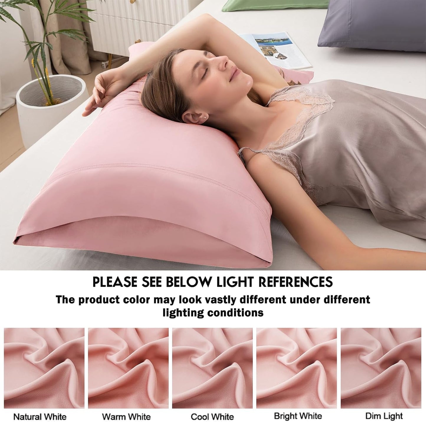 Body Pillowcase with Zipper Cooling Viscose from Bamboo Zippered Pillowcases, Cool & Breathable Body Pillow Cover for Hot Sleepers and Night Sweats, 20" x 54"