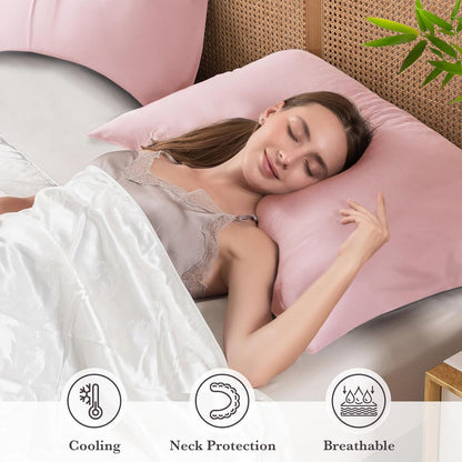 Body Pillowcase with Zipper Cooling Viscose from Bamboo Zippered Pillowcases, Cool & Breathable Body Pillow Cover for Hot Sleepers and Night Sweats, 20" x 54"