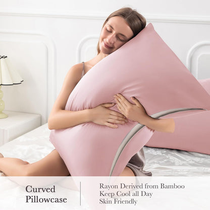 Body Pillowcase with Zipper Cooling Viscose from Bamboo Zippered Pillowcases, Cool & Breathable Body Pillow Cover for Hot Sleepers and Night Sweats, 20" x 54"