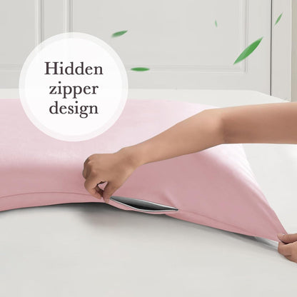 Body Pillowcase with Zipper Cooling Viscose from Bamboo Zippered Pillowcases, Cool & Breathable Body Pillow Cover for Hot Sleepers and Night Sweats, 20" x 54"