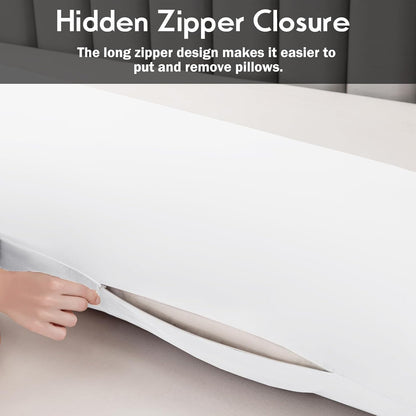Body Pillowcase with Zipper Cooling Viscose from Bamboo Zippered Pillowcases, Cool & Breathable Body Pillow Cover for Hot Sleepers and Night Sweats, 20" x 54"