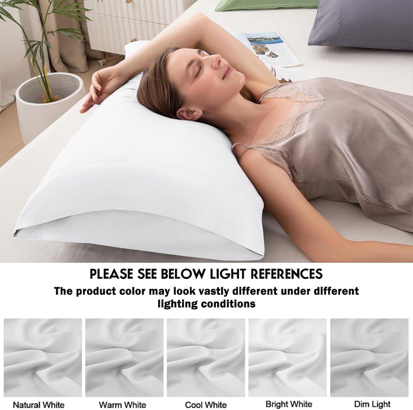 Body Pillowcase with Zipper Cooling Viscose from Bamboo Zippered Pillowcases, Cool & Breathable Body Pillow Cover for Hot Sleepers and Night Sweats, 20" x 54"