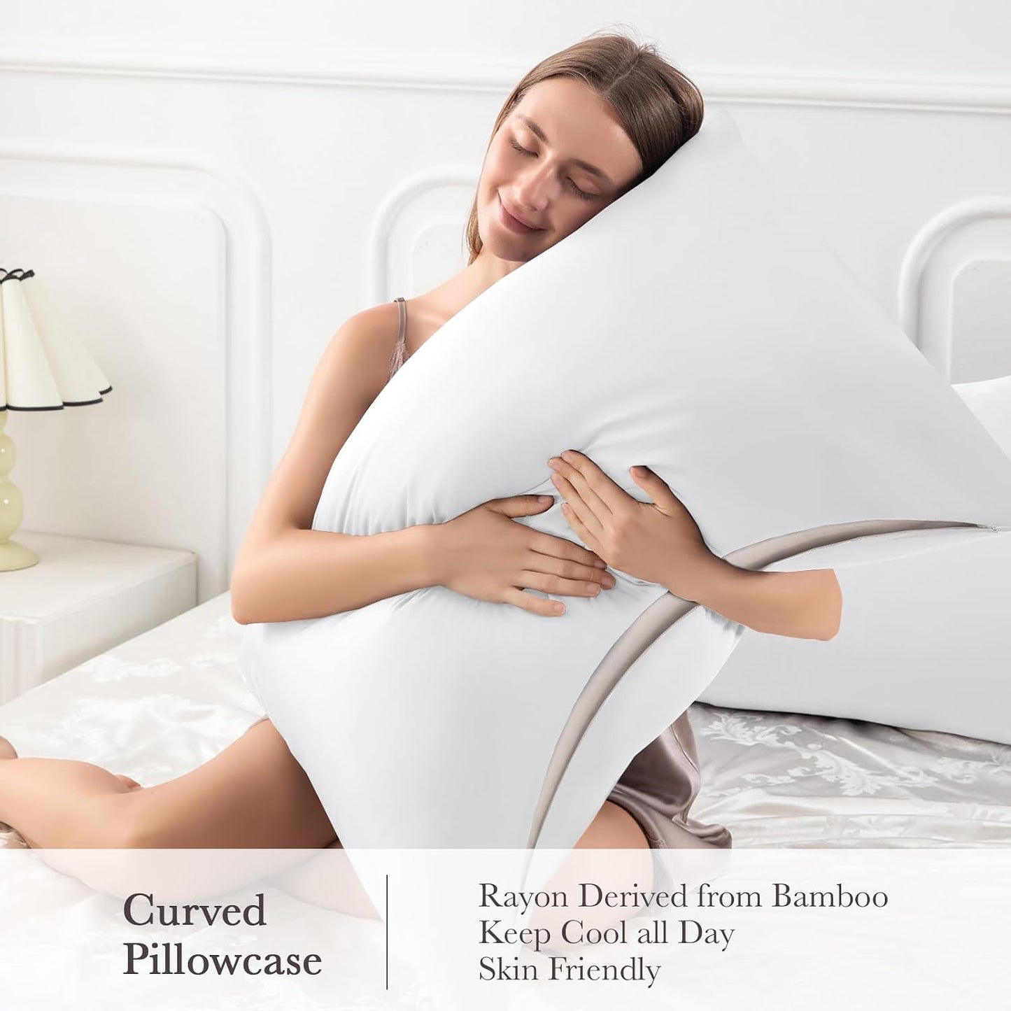 Body Pillowcase with Zipper Cooling Viscose from Bamboo Zippered Pillowcases, Cool & Breathable Body Pillow Cover for Hot Sleepers and Night Sweats, 20" x 54"