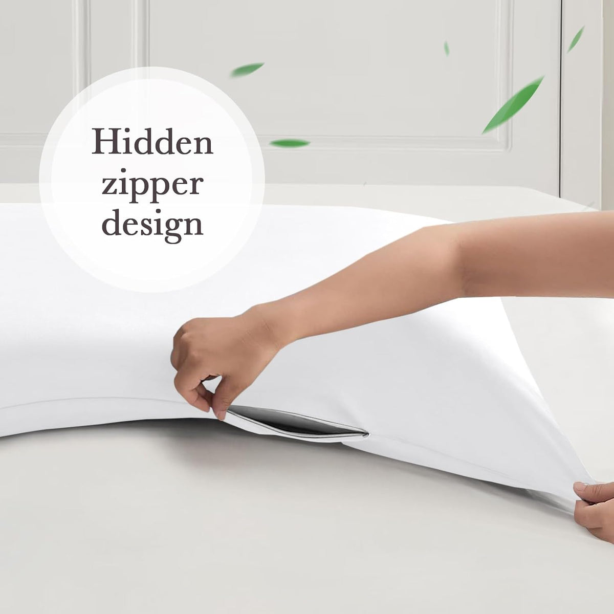 Body Pillowcase with Zipper Cooling Viscose from Bamboo Zippered Pillowcases, Cool & Breathable Body Pillow Cover for Hot Sleepers and Night Sweats, 20" x 54"