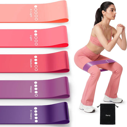 Resistance Bands for Working Out, 5-Pack Elastic Loop Exercise Bands for Strength Training Stretching, Home Gym Equipment for Pilates Yoga Physical Therapy, Leg Glute Arm Workout Kit for Women Men