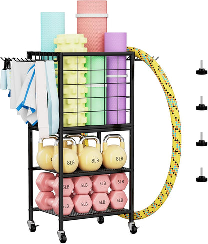 Home Gym Storage Exercise Equipment Organizer for Home