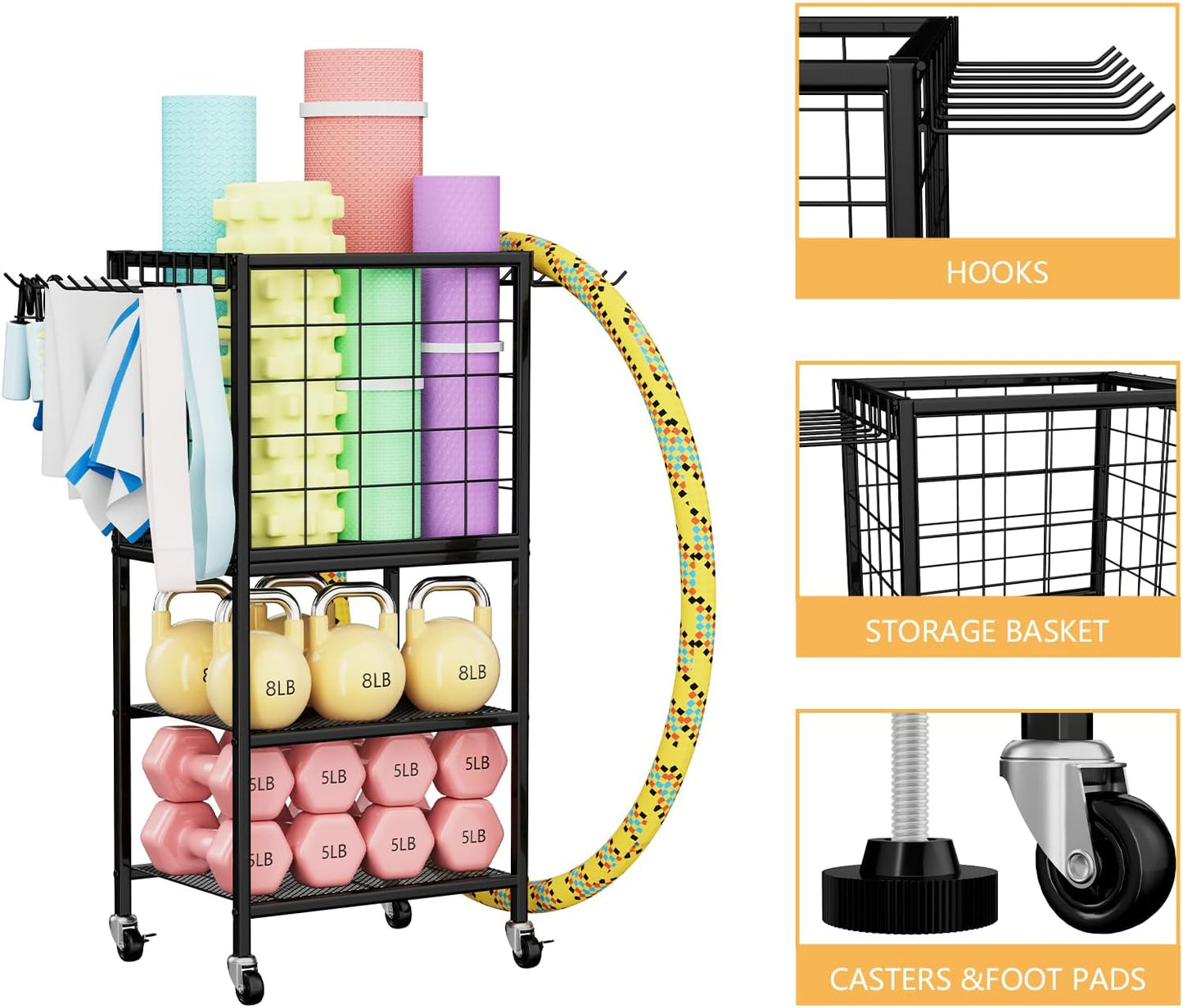 Home Gym Storage Exercise Equipment Organizer for Home