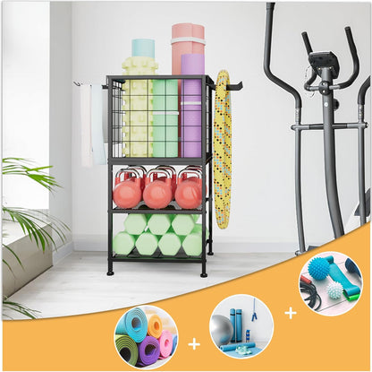 Home Gym Storage Exercise Equipment Organizer for Home