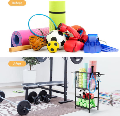Home Gym Storage Exercise Equipment Organizer for Home