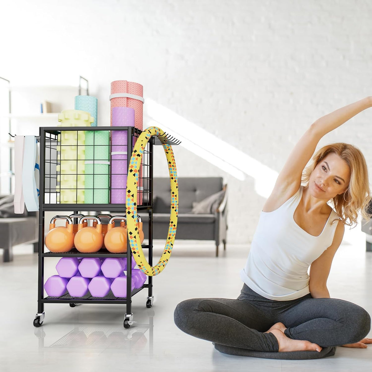 Home Gym Storage Exercise Equipment Organizer for Home