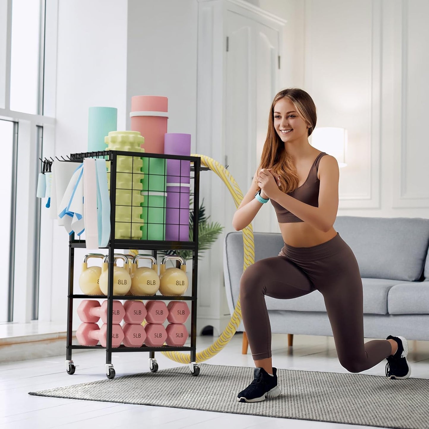 Home Gym Storage Exercise Equipment Organizer for Home