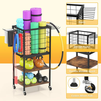 Home Gym Storage Exercise Equipment Organizer for Home
