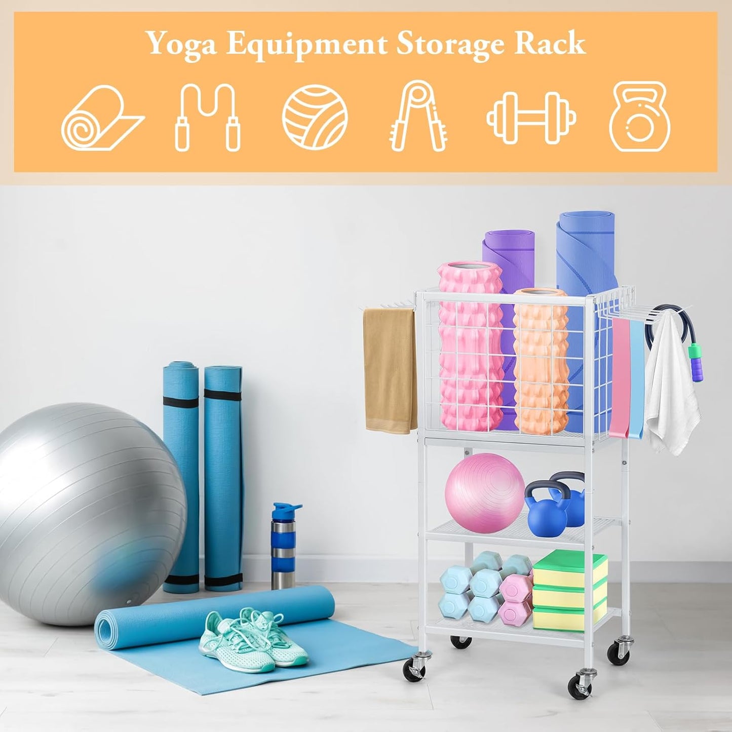 Home Gym Storage Exercise Equipment Organizer for Home