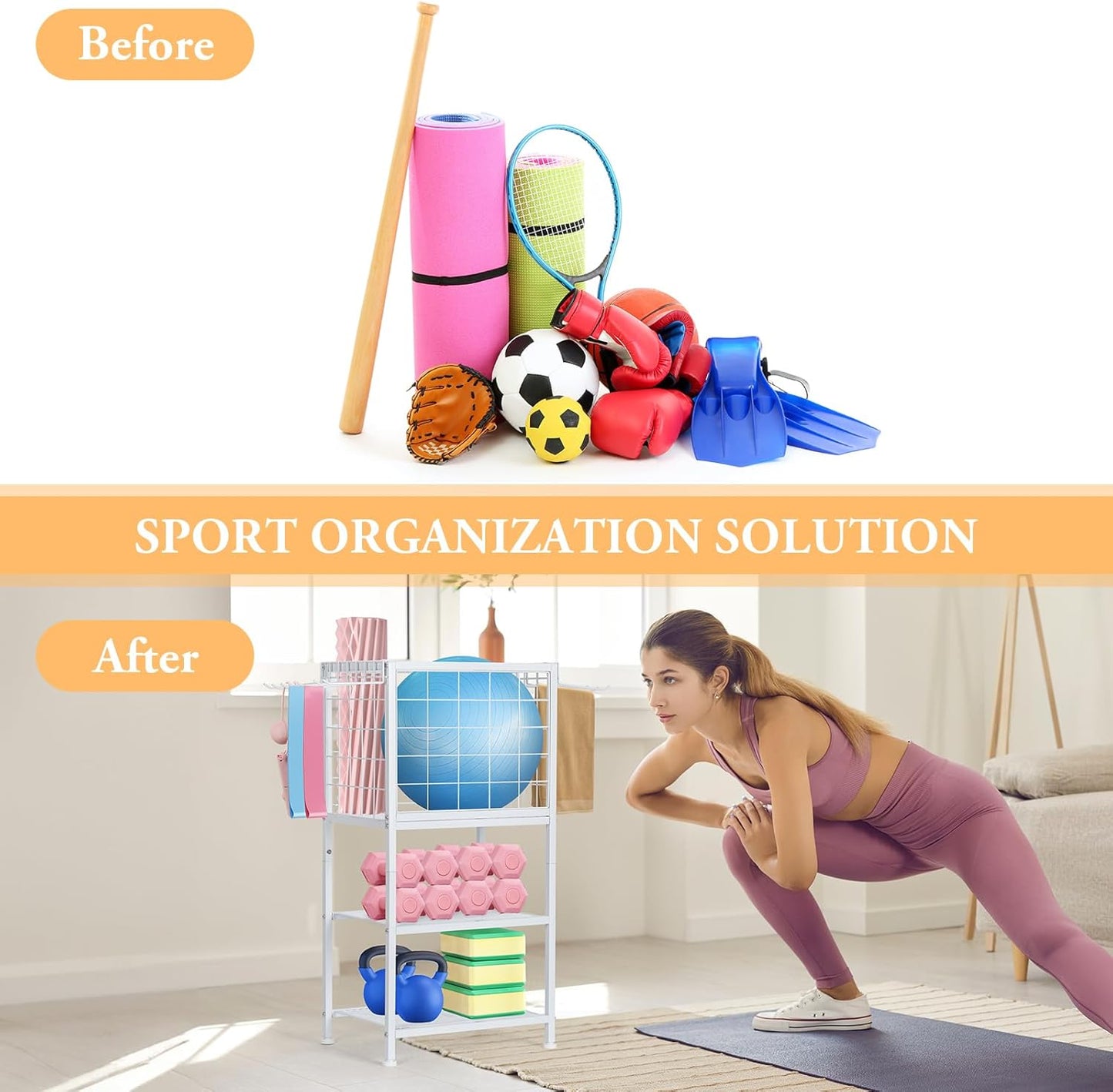 Home Gym Storage Exercise Equipment Organizer for Home