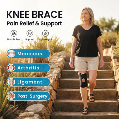 Knee Brace with Side Stabilizers for Meniscal Tear Knee Pain ACL MCL Arthritis Injuries Recovery, Breathable Adjustable Knee Support for Men and Women