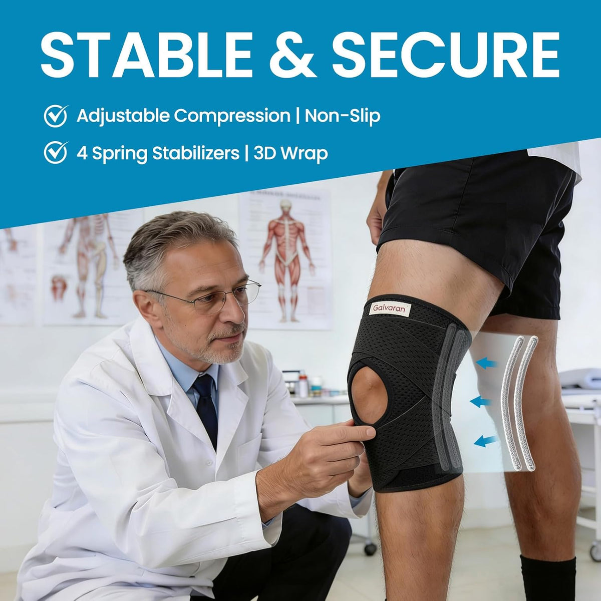 Knee Brace with Side Stabilizers for Meniscal Tear Knee Pain ACL MCL Arthritis Injuries Recovery, Breathable Adjustable Knee Support for Men and Women