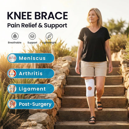 Knee Brace with Side Stabilizers for Meniscal Tear Knee Pain ACL MCL Arthritis Injuries Recovery, Breathable Adjustable Knee Support for Men and Women