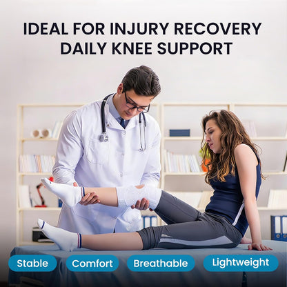 Knee Brace with Side Stabilizers for Meniscal Tear Knee Pain ACL MCL Arthritis Injuries Recovery, Breathable Adjustable Knee Support for Men and Women