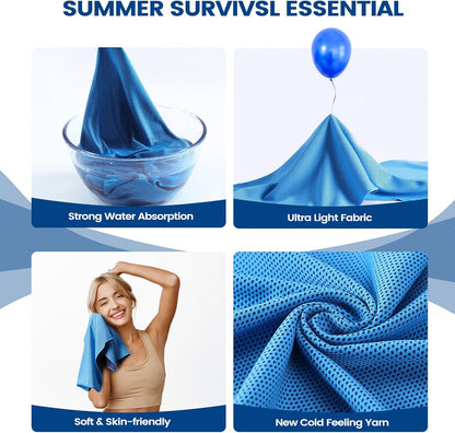 4 Pack Cooling Towels, 40x12 Breathable Gym Towel for Neck Face
