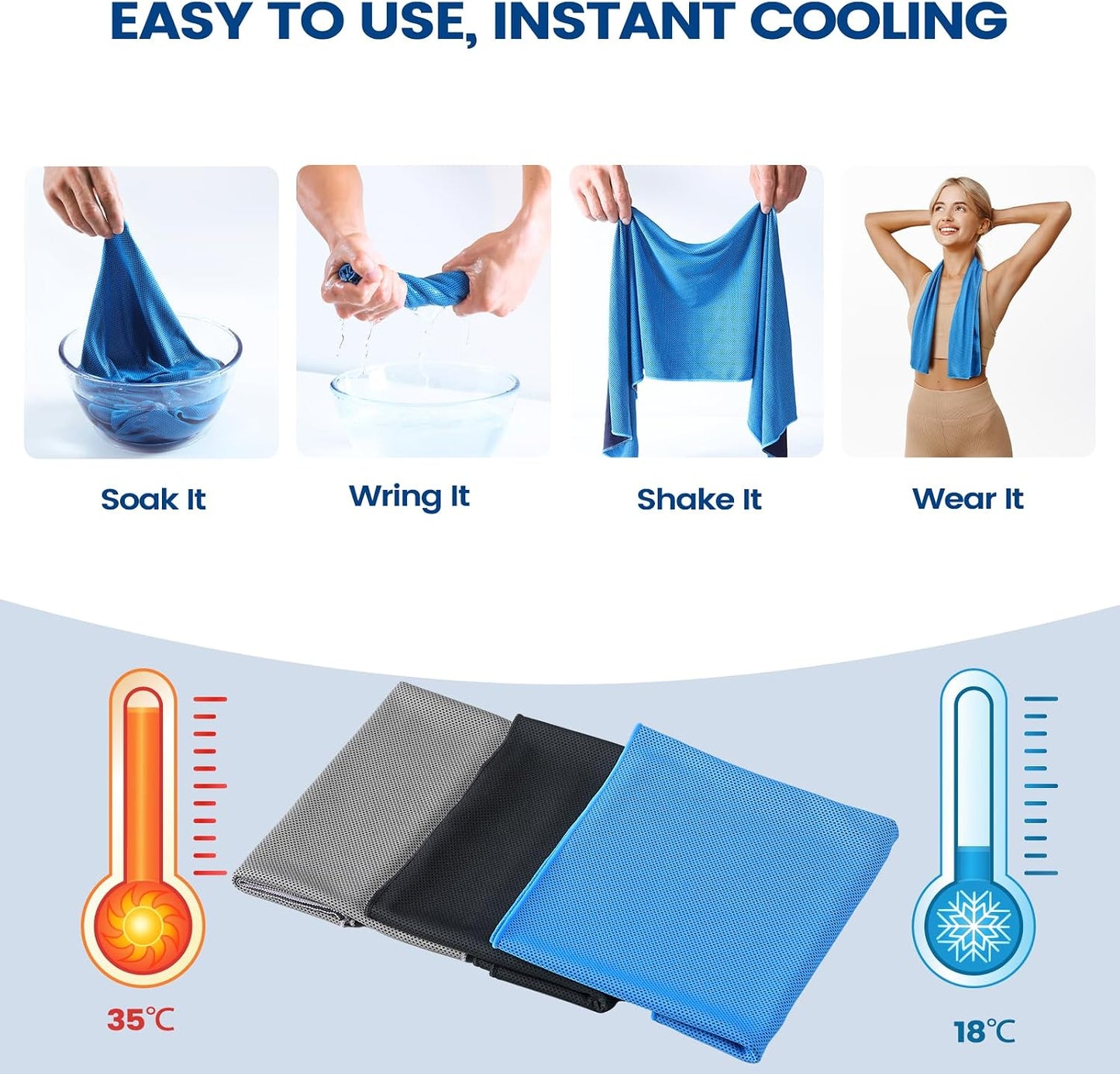 4 Pack Cooling Towels, 40x12 Breathable Gym Towel for Neck Face