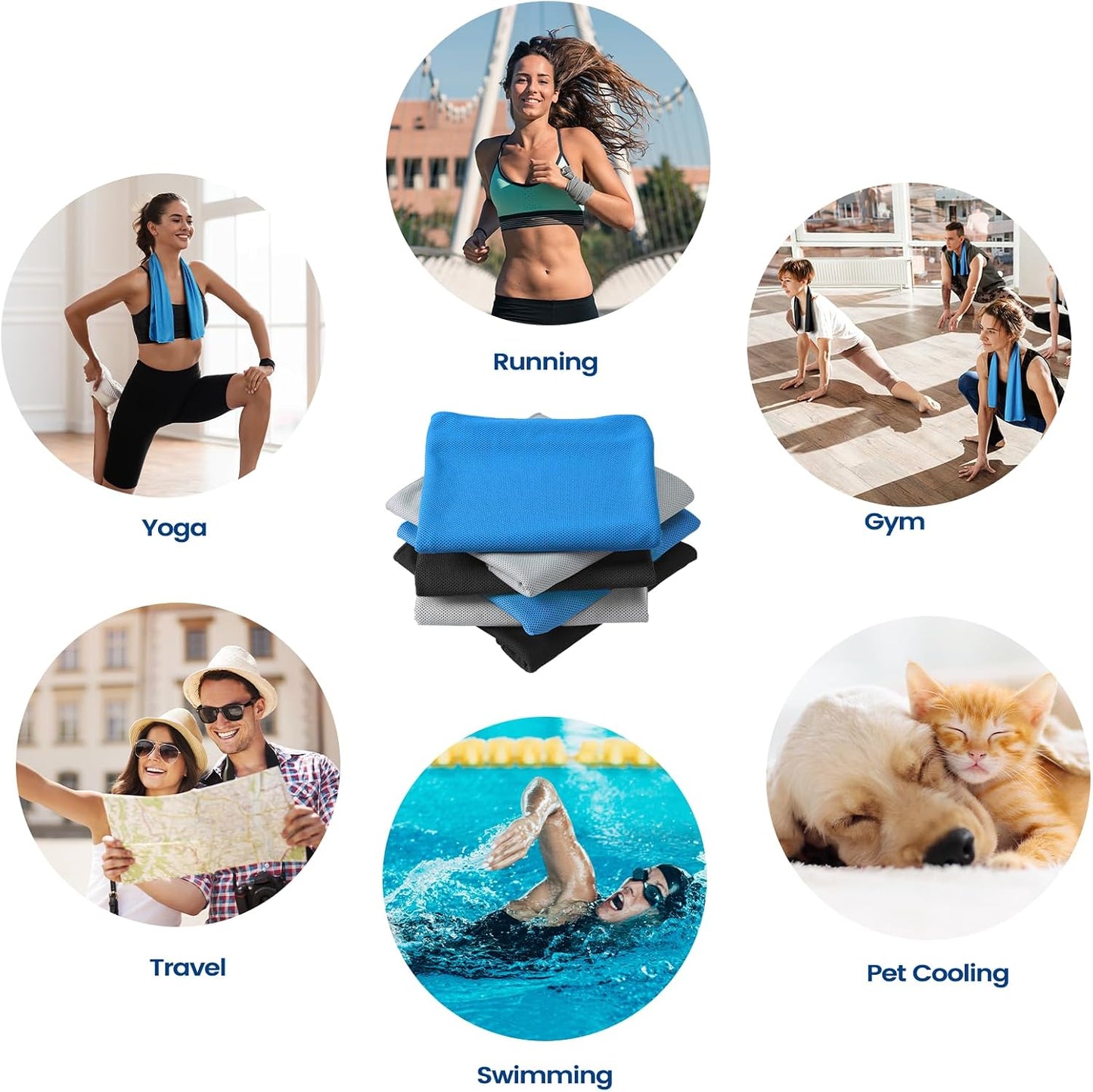 4 Pack Cooling Towels, 40x12 Breathable Gym Towel for Neck Face