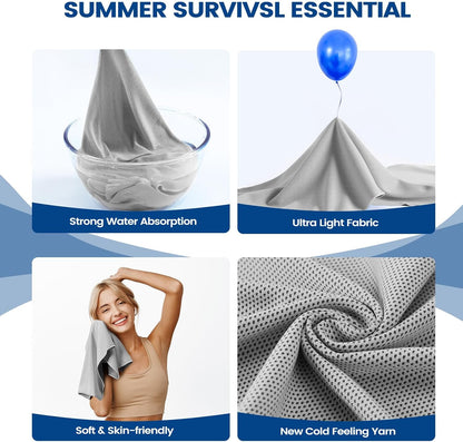 4 Pack Cooling Towels, 40x12 Breathable Gym Towel for Neck Face