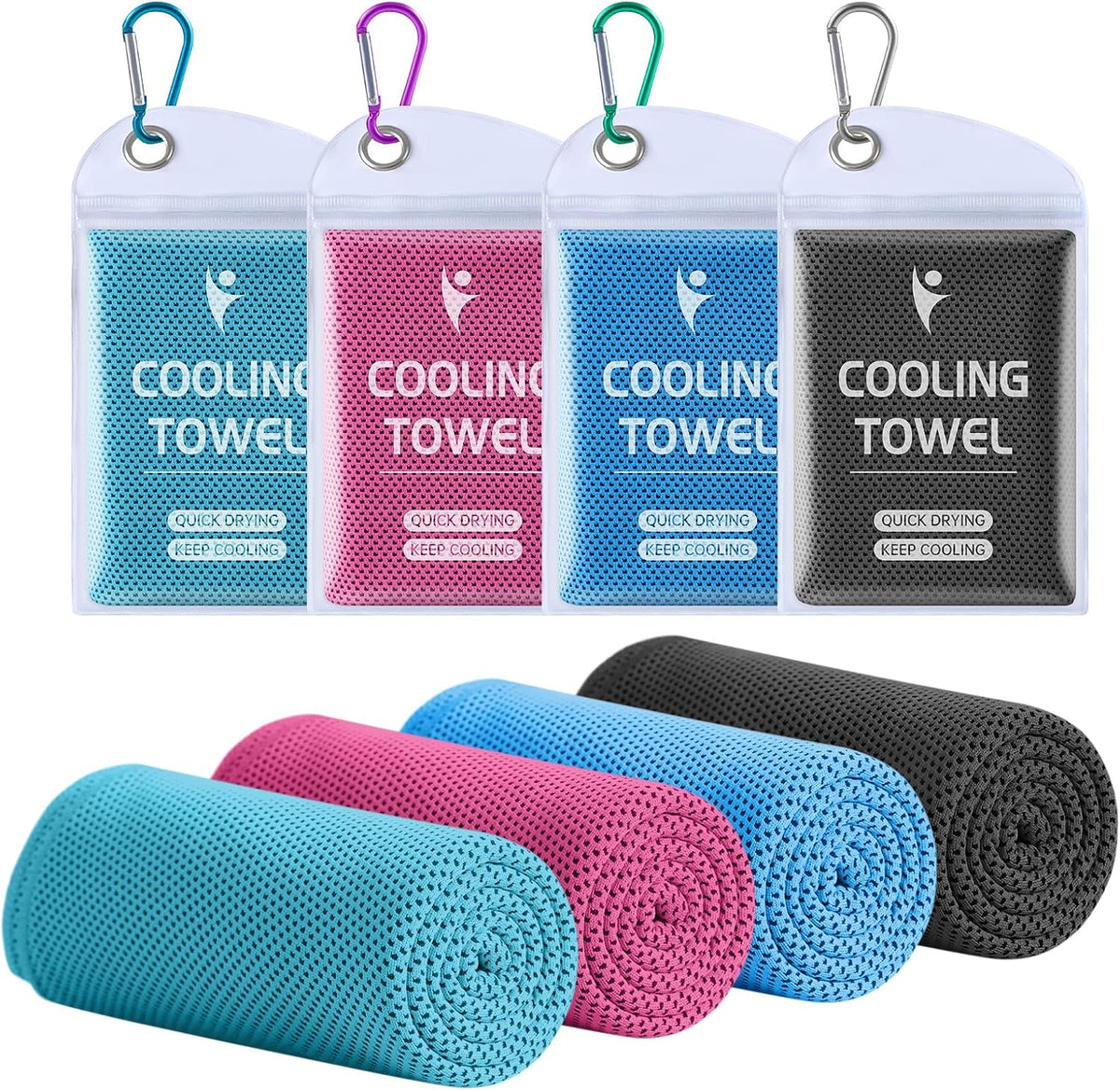 4 Pack Cooling Towels, 40x12 Breathable Gym Towel for Neck Face