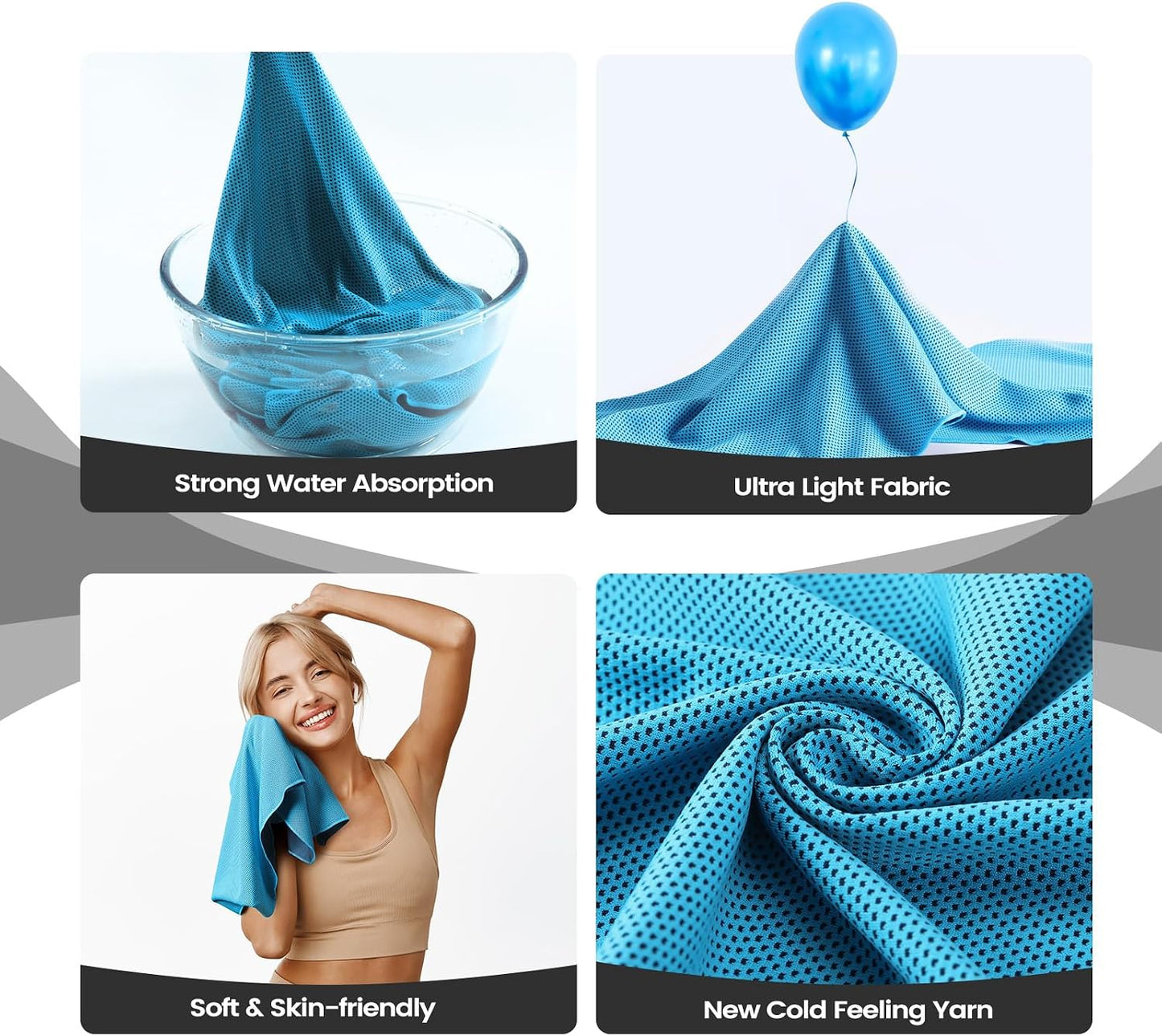 4 Pack Cooling Towels, 40x12 Breathable Gym Towel for Neck Face