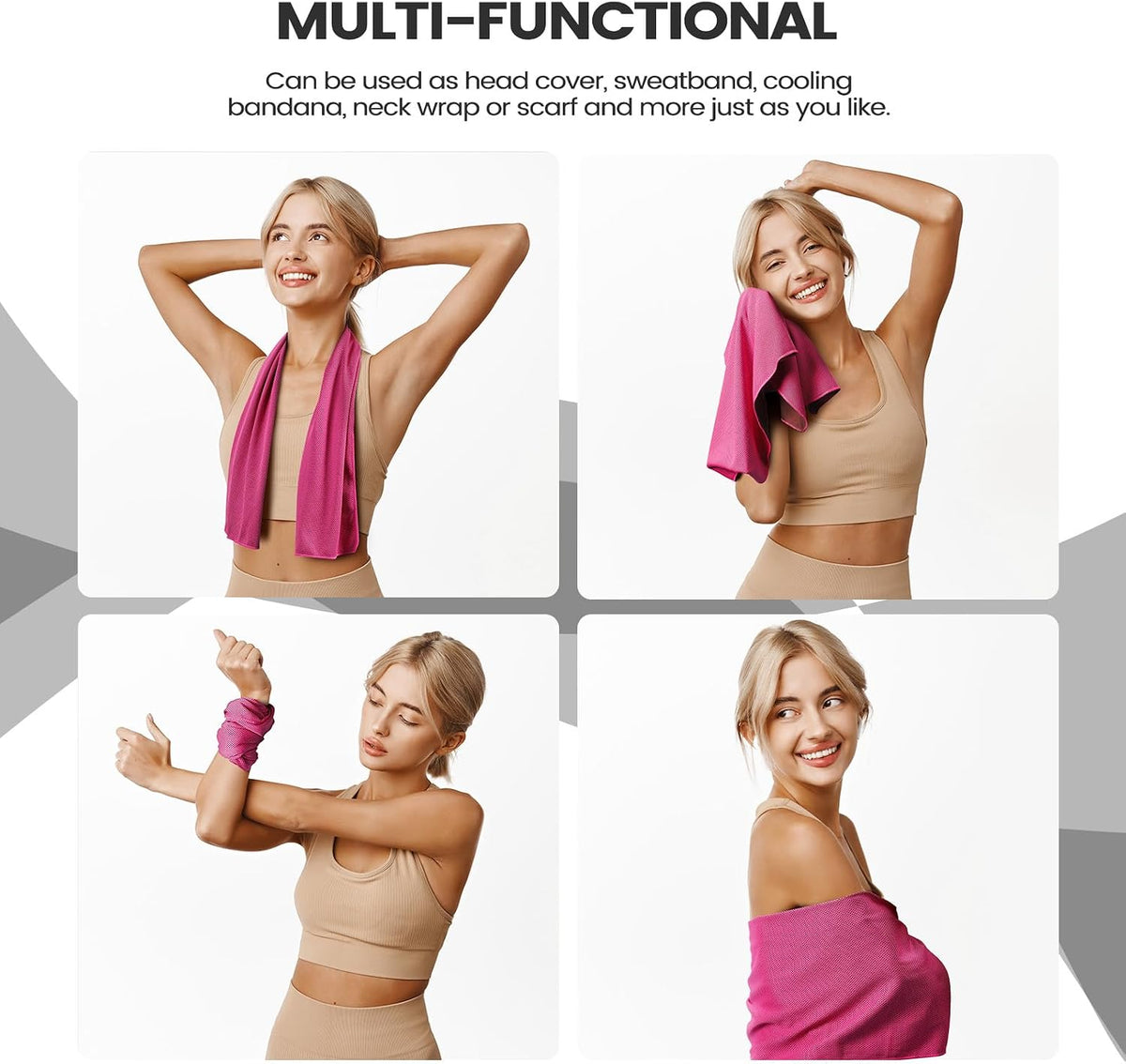 4 Pack Cooling Towels, 40x12 Breathable Gym Towel for Neck Face