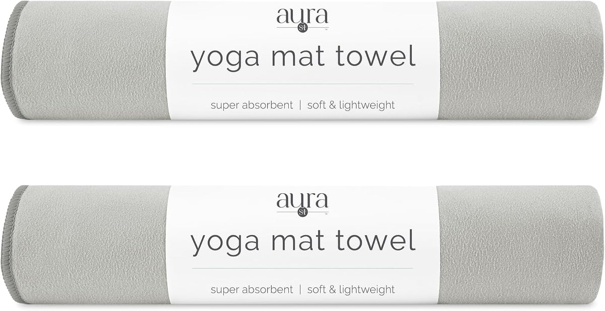 . Aura Yoga Mat Towel, Quick Dry Towel, Soft and Absorbent for Gym, Pilates, and Hot Yoga Mat, 1 Pack, 26.5 inches x 72 inches, Microfiber, Blue