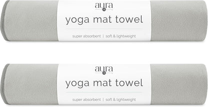 . Aura Yoga Mat Towel, Quick Dry Towel, Soft and Absorbent for Gym, Pilates, and Hot Yoga Mat, 1 Pack, 26.5 inches x 72 inches, Microfiber, Blue