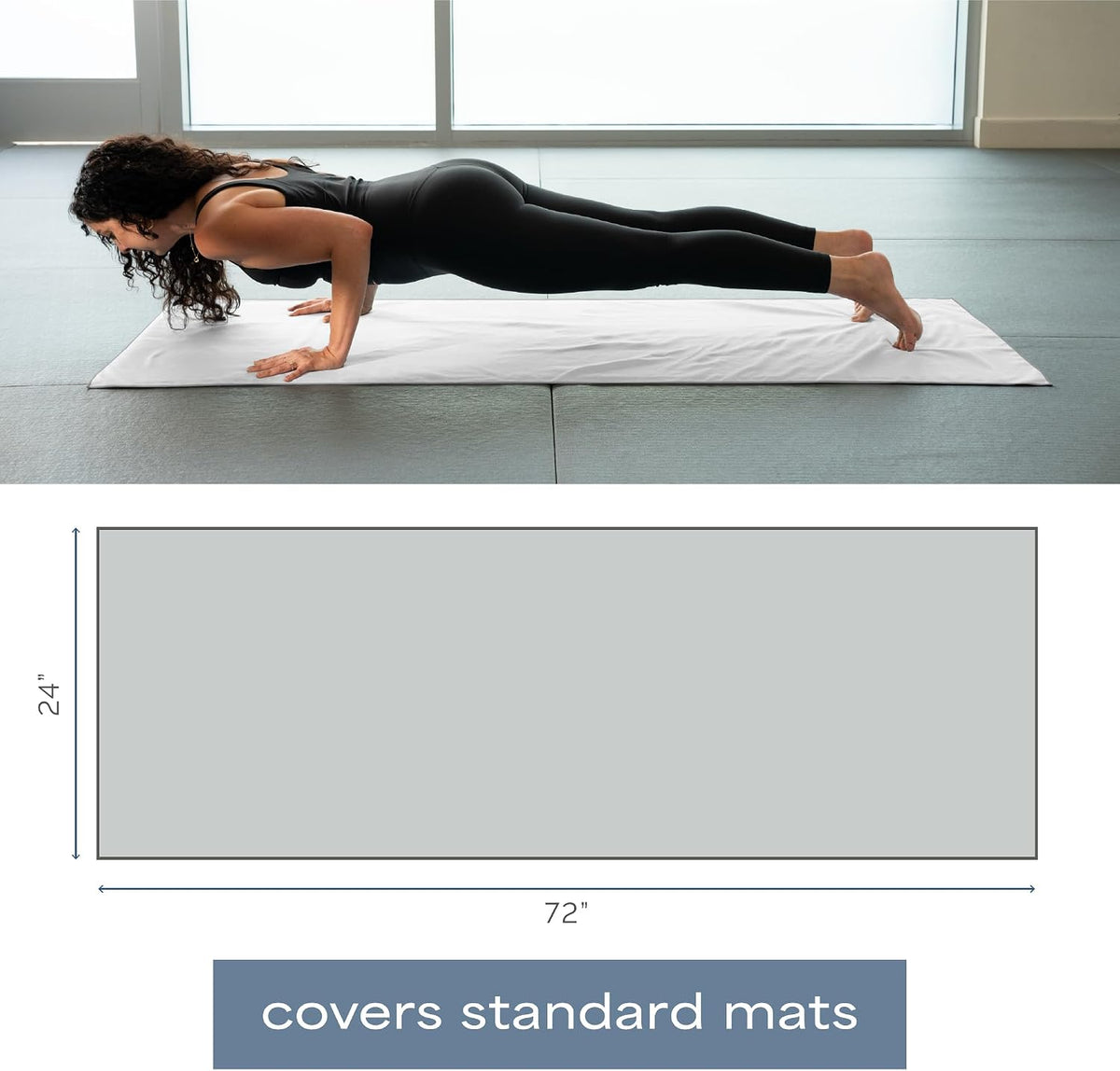 . Aura Yoga Mat Towel, Quick Dry Towel, Soft and Absorbent for Gym, Pilates, and Hot Yoga Mat, 1 Pack, 26.5 inches x 72 inches, Microfiber, Blue