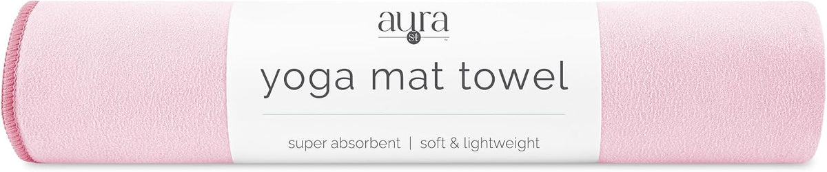 . Aura Yoga Mat Towel, Quick Dry Towel, Soft and Absorbent for Gym, Pilates, and Hot Yoga Mat, 1 Pack, 26.5 inches x 72 inches, Microfiber, Blue