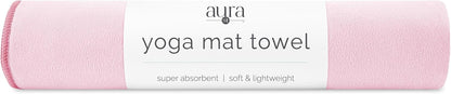 . Aura Yoga Mat Towel, Quick Dry Towel, Soft and Absorbent for Gym, Pilates, and Hot Yoga Mat, 1 Pack, 26.5 inches x 72 inches, Microfiber, Blue