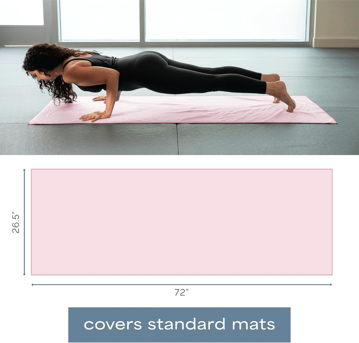. Aura Yoga Mat Towel, Quick Dry Towel, Soft and Absorbent for Gym, Pilates, and Hot Yoga Mat, 1 Pack, 26.5 inches x 72 inches, Microfiber, Blue