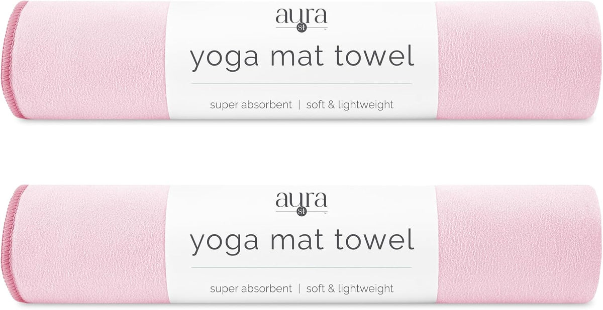. Aura Yoga Mat Towel, Quick Dry Towel, Soft and Absorbent for Gym, Pilates, and Hot Yoga Mat, 1 Pack, 26.5 inches x 72 inches, Microfiber, Blue