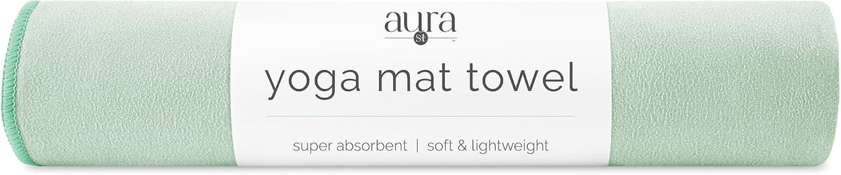 . Aura Yoga Mat Towel, Quick Dry Towel, Soft and Absorbent for Gym, Pilates, and Hot Yoga Mat, 1 Pack, 26.5 inches x 72 inches, Microfiber, Blue