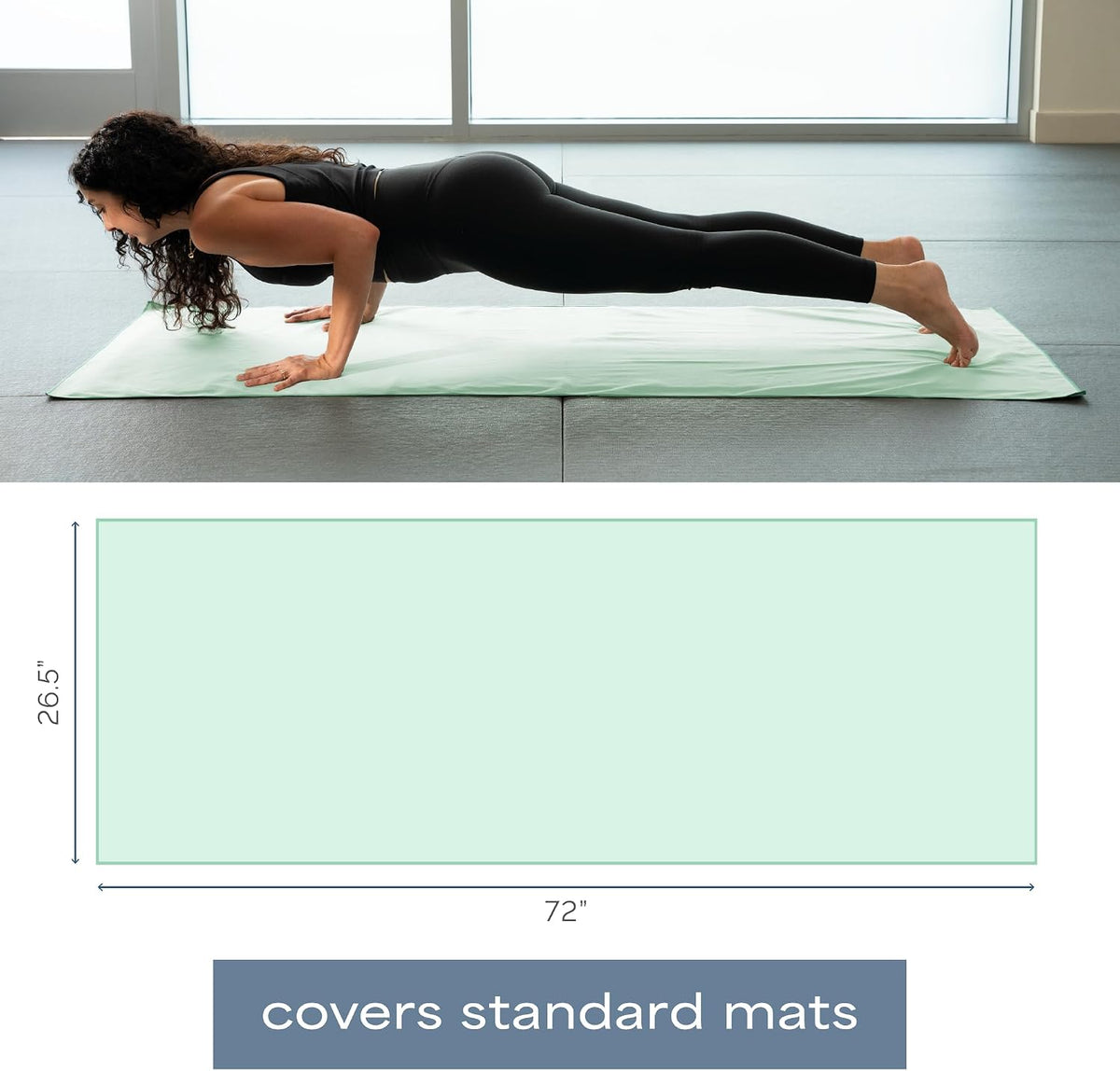 . Aura Yoga Mat Towel, Quick Dry Towel, Soft and Absorbent for Gym, Pilates, and Hot Yoga Mat, 1 Pack, 26.5 inches x 72 inches, Microfiber, Blue