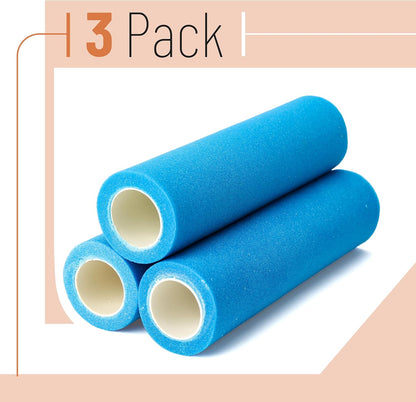 Bates- 9 Inch Foam Paint Roller Covers, 3 Pack, 3/8" Nap, Blue, High Density Foam Roller Covers for Painting Doors, Houses, Cabinets, Ceilings, Furniture, Smooth Even Finishes, Flat Surfaces