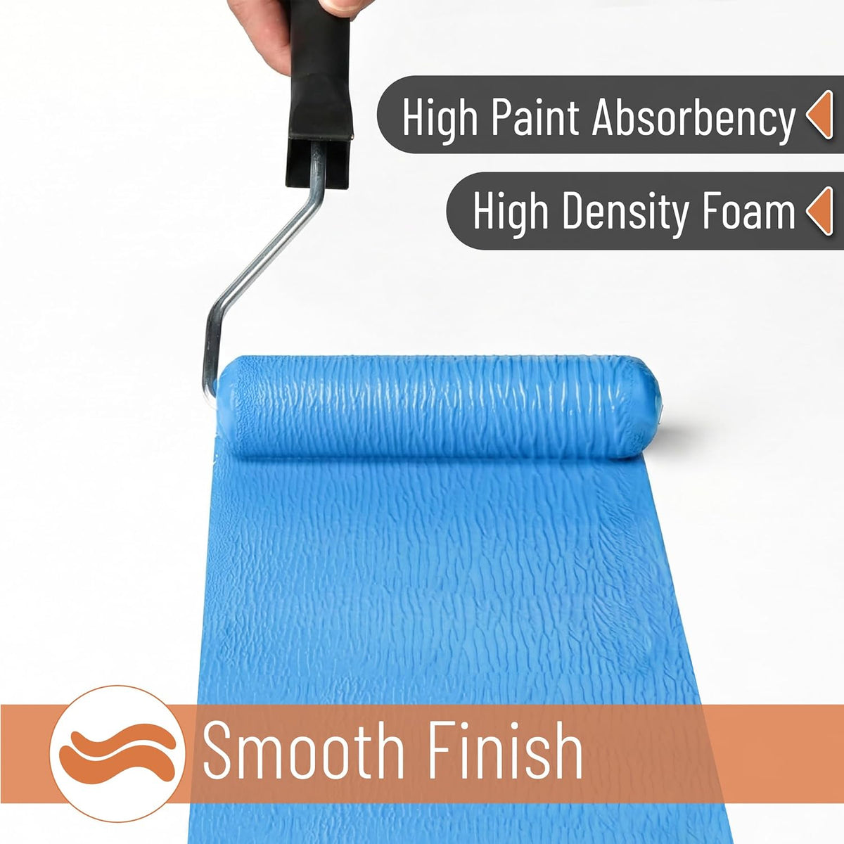 Bates- 9 Inch Foam Paint Roller Covers, 3 Pack, 3/8" Nap, Blue, High Density Foam Roller Covers for Painting Doors, Houses, Cabinets, Ceilings, Furniture, Smooth Even Finishes, Flat Surfaces