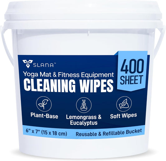 Gym Wipes for Equipment (400 Count) – Large 6"x7" Fitness Equipment Cleaning Wipes & Yoga Mat Cleaner | Plant-Based, Non-Toxic | Safe for Peloton, Treadmill & Bikes | Lemongrass Scent, Residue-Free
