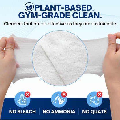 Gym Wipes for Equipment (400 Count) – Large 6"x7" Fitness Equipment Cleaning Wipes & Yoga Mat Cleaner | Plant-Based, Non-Toxic | Safe for Peloton, Treadmill & Bikes | Lemongrass Scent, Residue-Free