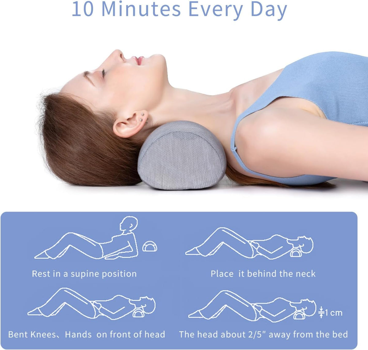 Bespilow Small Neck Roll Pillow for Sleeping, Neck Pillows for Pain Relief